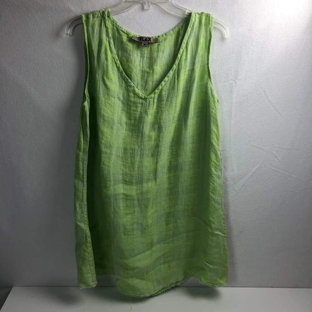 Flax | Small | Green Knit Tank Top Tunic | V Neck